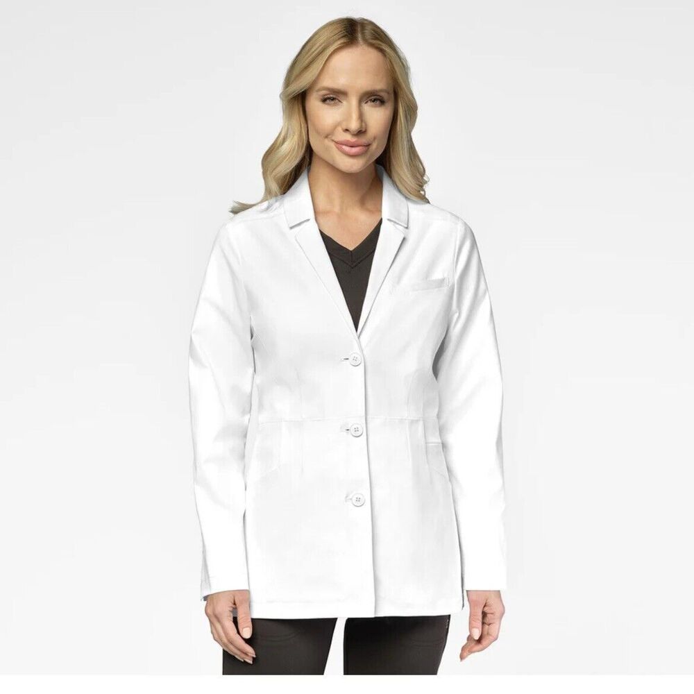 NWT Wonder Wink Scrubs Women’s White Slate Doctor’s Lab Coat XL NEW
